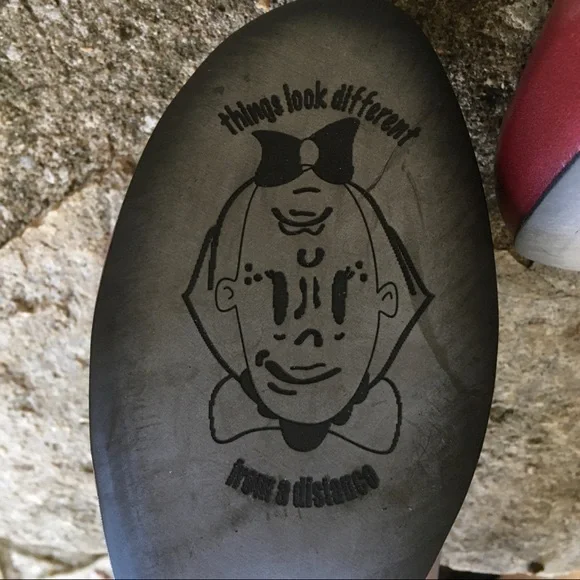 John Fluevog Red and Black Heels with Blue Accents - Picture 4 of 4